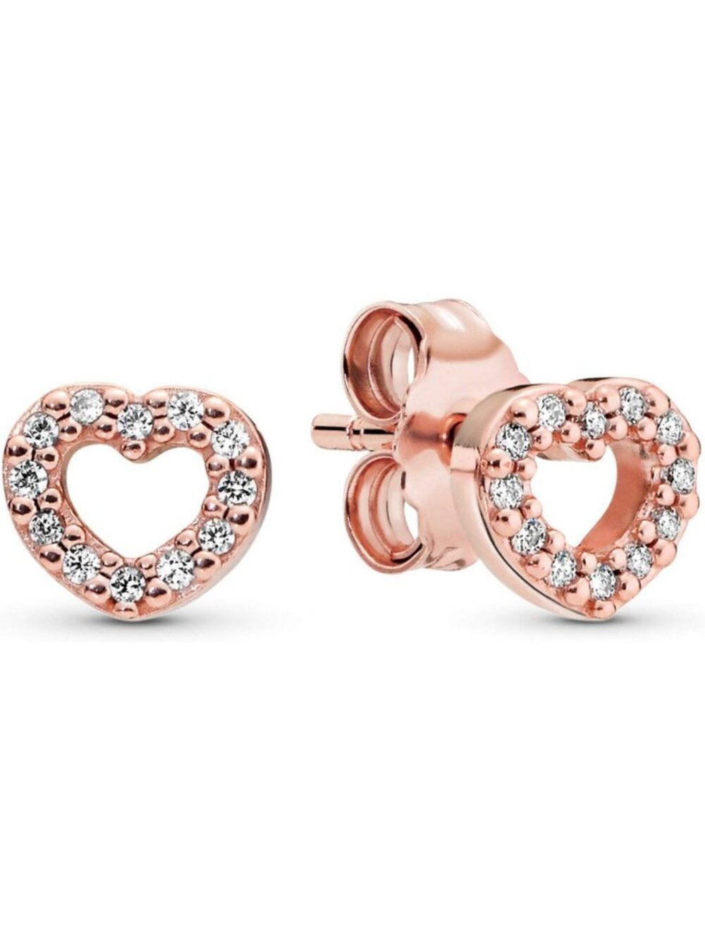 Stunning Open Heart Stud Earrings - 14k Rose Gold & CZ - Perfect Gift for Her